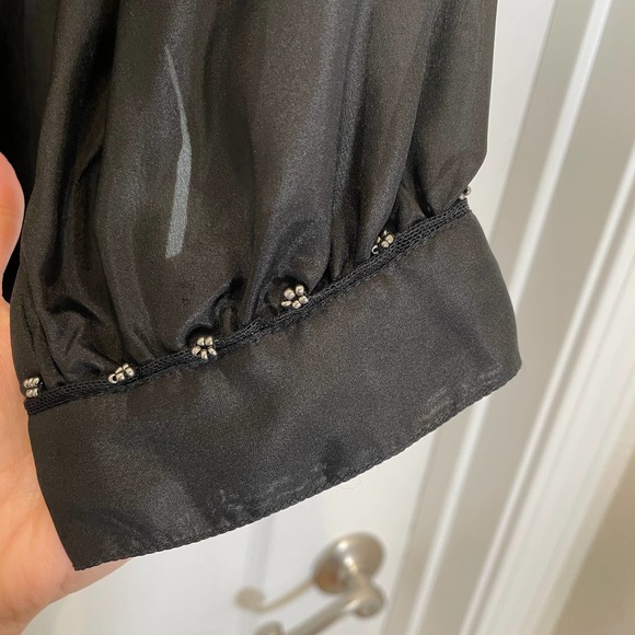 Johnny Was Pete & Greta 2-Piece Black Silk Blouse Beaded with Cami S - Picture 3 of 7